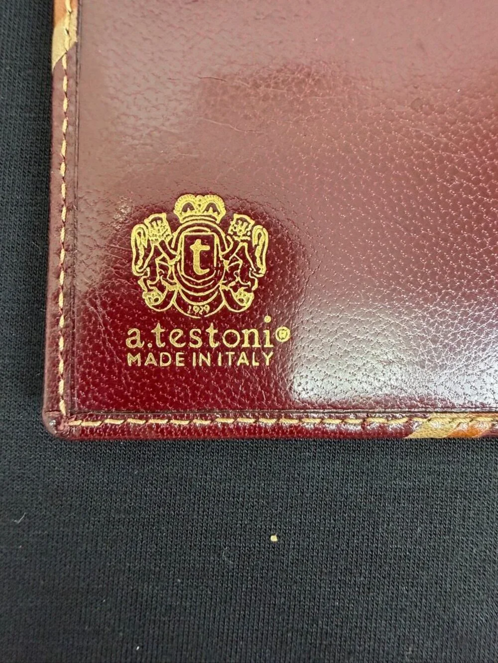 Vintage A. Testoni Burgundy Red Leather Long Continental Checkbook Wallet Italy